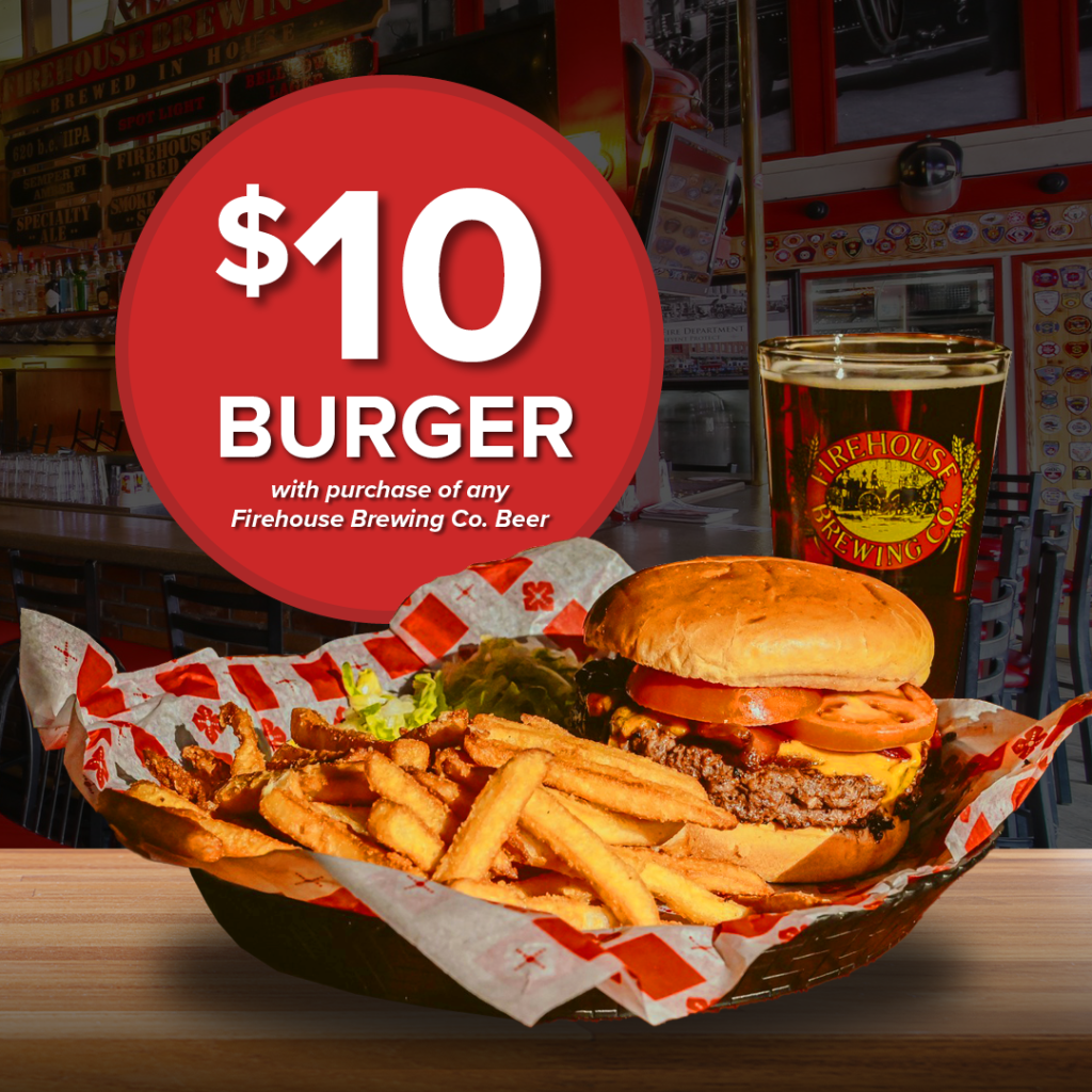 $10 Burger with Purchase of Any Firehouse Brewing Co. Beer - Special at Firehouse Brewing Co. in Rapid City